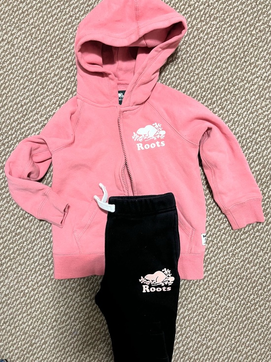 Roots Other - Girls 3T Roots Pink Hoodie with Black Sweatpants - Logo Set